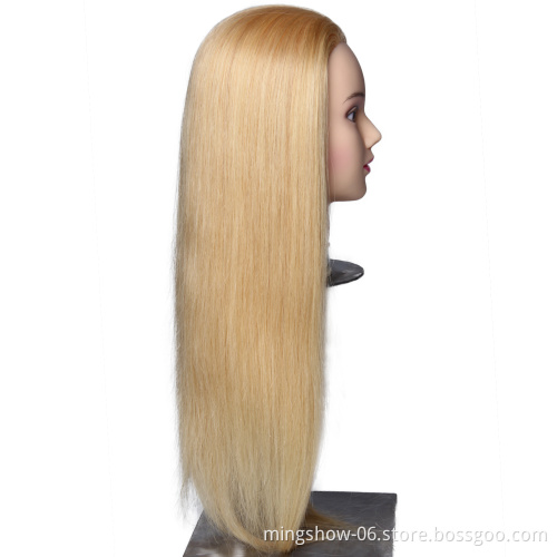 Long blonde human hair mannequin head training doll head for training